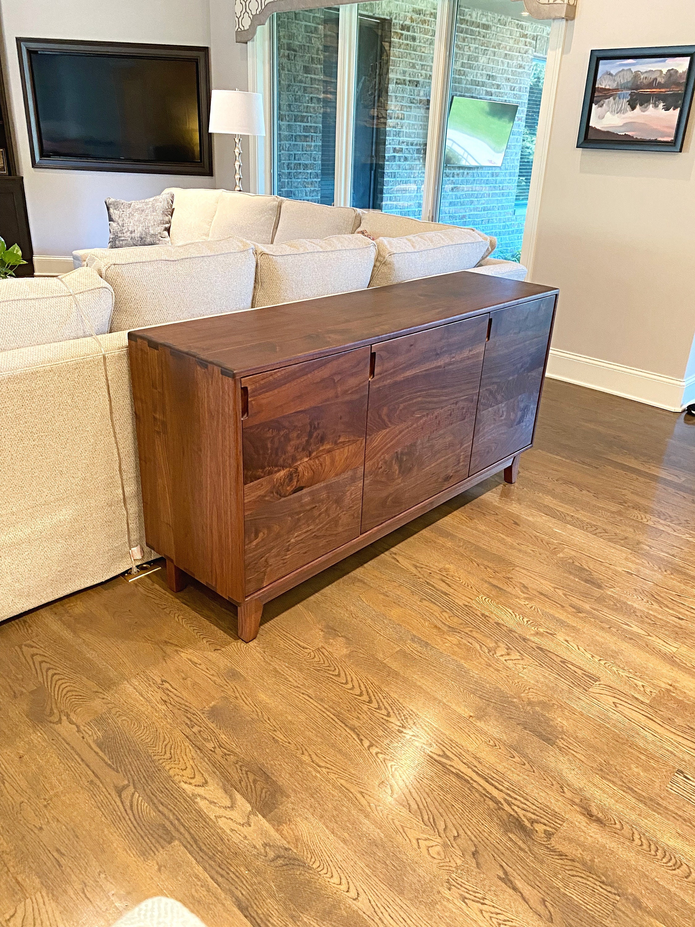 Modern Walnut Credenza, Mid Century Modern Sideboard, Contemporary Credenza or Buffet