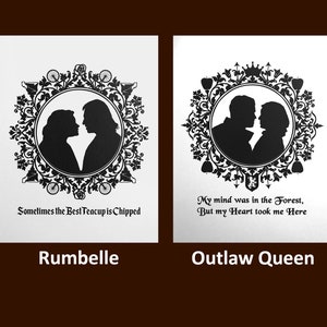 Rumbelle/Outlaw Queen/Once Upon a Time Silhouette Art Prints