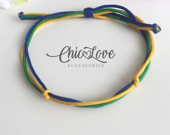 Brazilian Nylon Cord Bracelet: Brazil Flag Colors