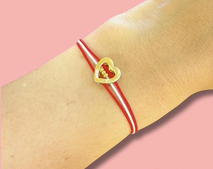 Peru Heart Charm – Symbol of Pride and Love, Red Adjustable Cord Jewelry