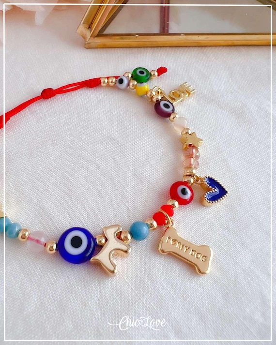 Love My Dog Bracelet – Handmade Red String Amulet with Evil Eye Charm