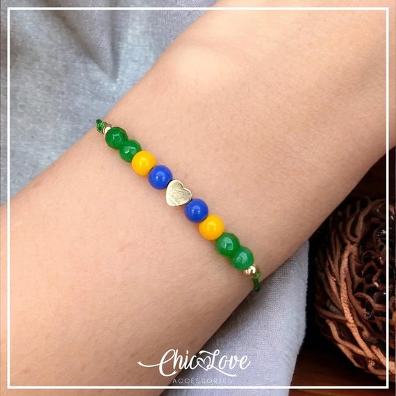 A Heartfelt Tribute to Brazil – Handcrafted Bracelet in the Colors of the Brazilian Flag.