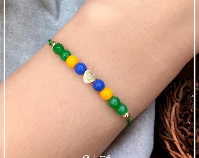 A Heartfelt Tribute to Brazil – Handcrafted Bracelet in the Colors of the Brazilian Flag.