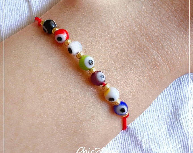 Seven Chakras and Evil Eye Bracelet • Spiritual Balance & Protection