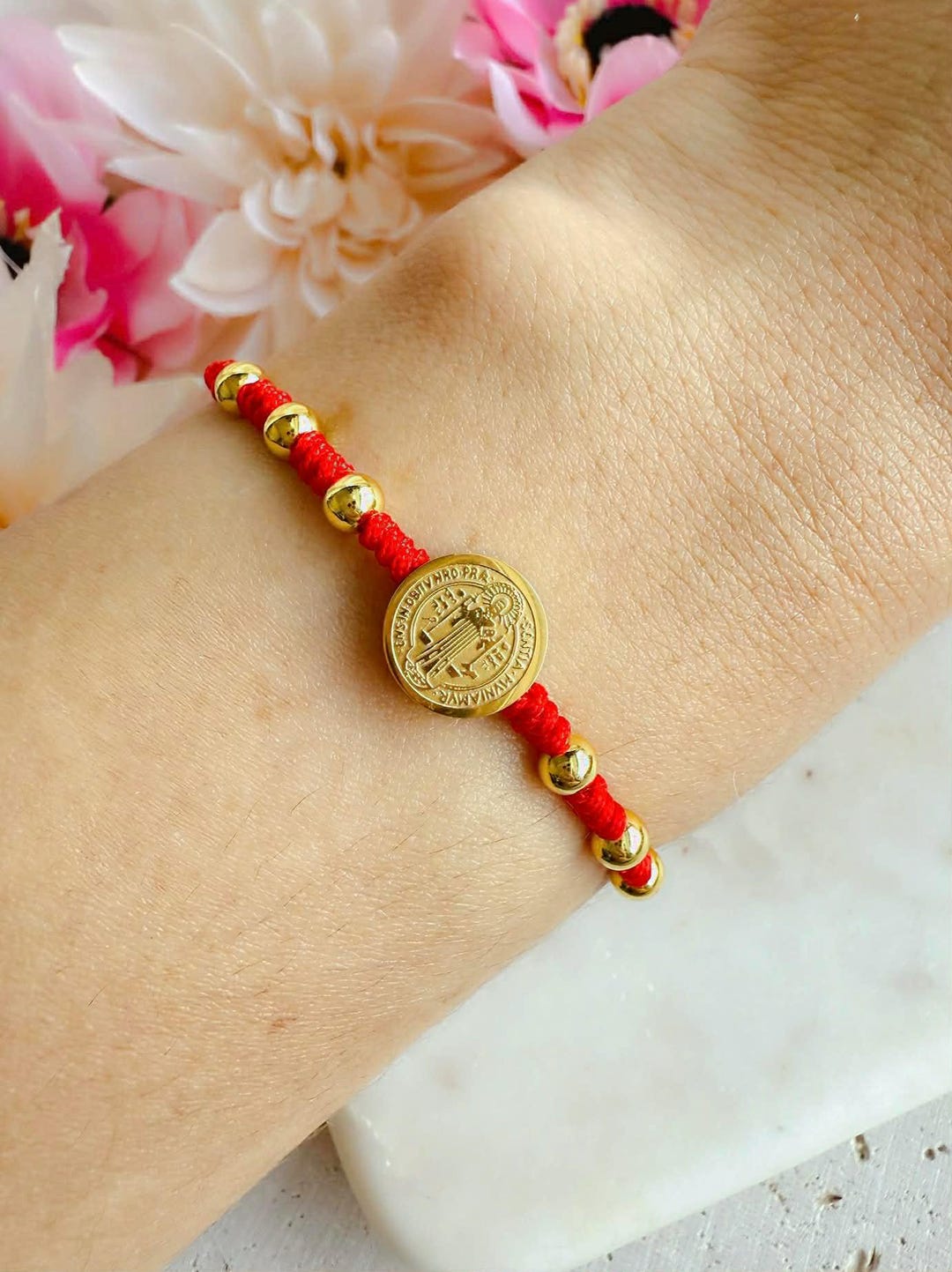 Saint Benedict Red String Bracelet: Spiritual Protection Charm - Etsy