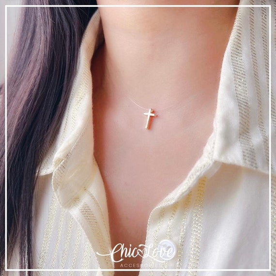 Floating Cross Necklace • Minimalist Spiritual Amulet