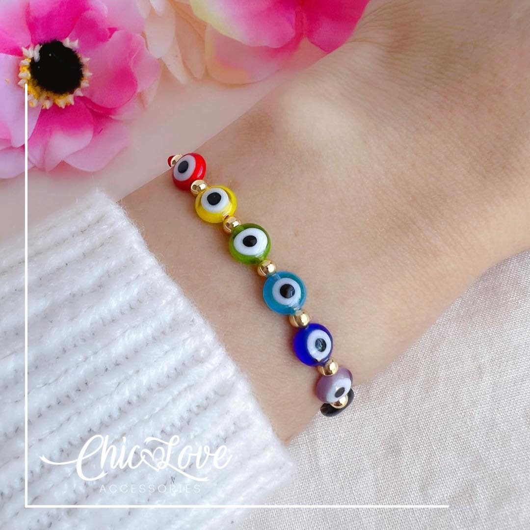 Ref361 Seven Chakras Bracelet 7 Chakras Bracelet Evil Eye - Etsy