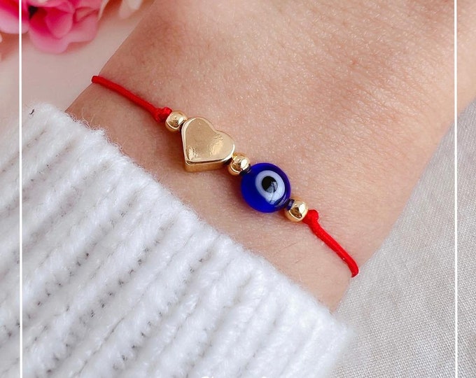 Evil Eye and Heart Bracelet • Spiritual Protection & Love Amulet