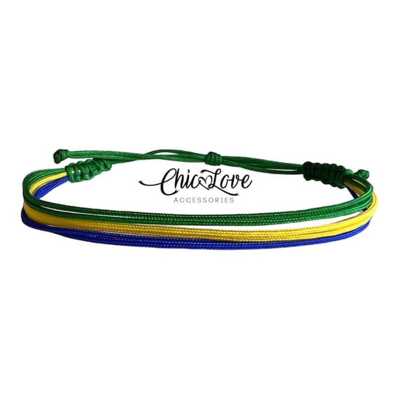 Brazilian flag bracelet, Brazilian Men's Bracelet, Brazilian Bracelet, Brazil Flag Bracelet, Brazil Colors Friendship Bracelet.