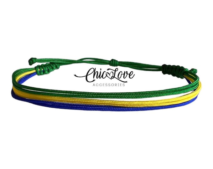 Brazilian Flag Bracelet: Nylon Cord Friendship Bracelet