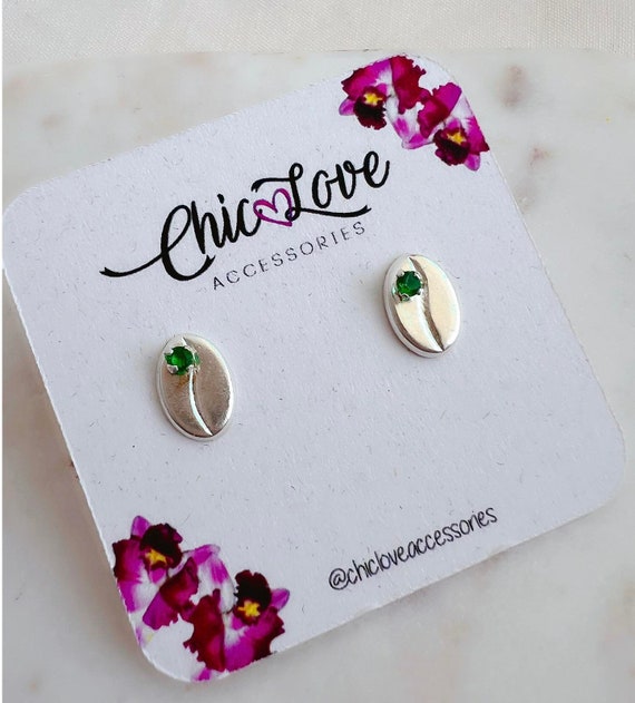 925 Sterling Silver Coffee Bean Earrings – Colombian Coffee Lover Studs | Dainty Handmade Gift for Baristas & Minimalist Jewelry