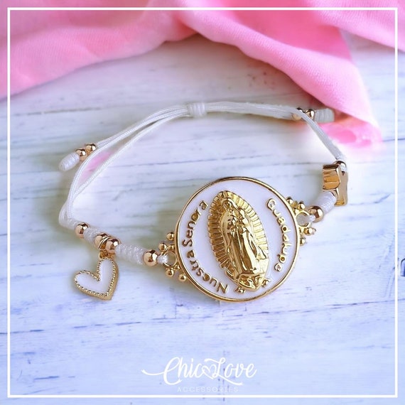 Nuestra Senora de Guadalupe Bracelet, Heart Virgin Mary Bracelet, Virgin Bracelet, Virgen Mary Protection Bracelet, Catholic Bracelet.