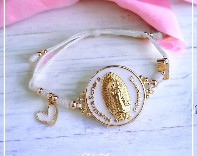 Nuestra Senora de Guadalupe Bracelet, Heart Virgin Mary Bracelet, Virgin Bracelet, Virgen Mary Protection Bracelet, Catholic Bracelet.