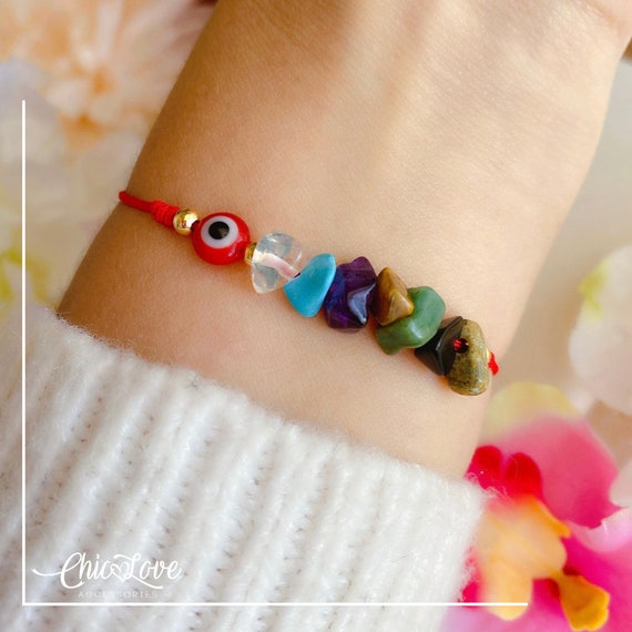 Seven Chakras Bracelet with Evil Eye – Spiritual Energy & Protection