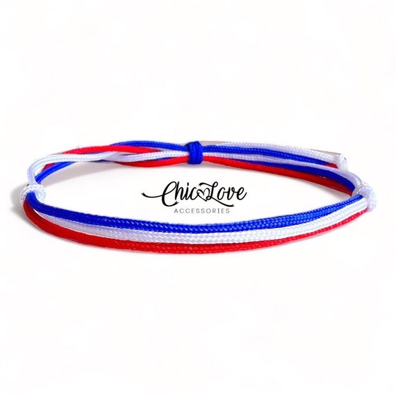 A Subtle Tribute to Freedom – Handcrafted Bracelet in the Colors of the American Flag.