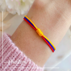 Colombian Flag Bracelet: Handmade Adjustable Cord Amulet