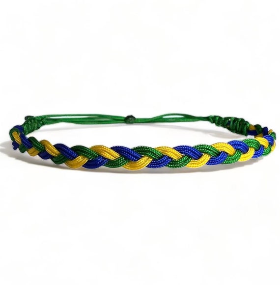 Brazilian flag bracelet, Brazilian Men's Bracelet, Brazilian Bracelet, Brazil Flag Bracelet, Brazil Colors Friendship Bracelet.