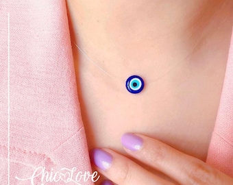 Invisible Evil Eye Necklace – Dainty Choker for Energy Protection | Minimal Spiritual Jewelry, Nazar Necklace.