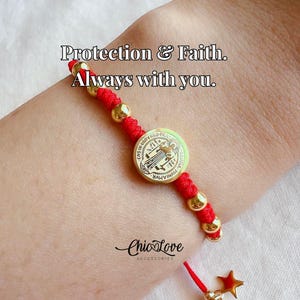 Saint Benedict Red String Bracelet – Spiritual Protection Charm | Catholic Gift for Him or Her.