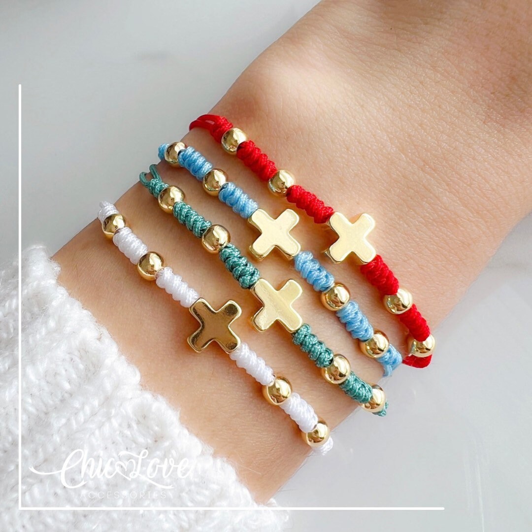 Cross Bracelet String Bracelet Cross Accessories Cross Etsy