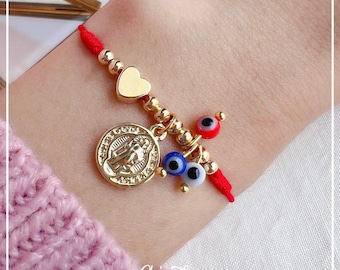 Saint Benedict Red String Bracelet: Evil Eye Protection Amulet