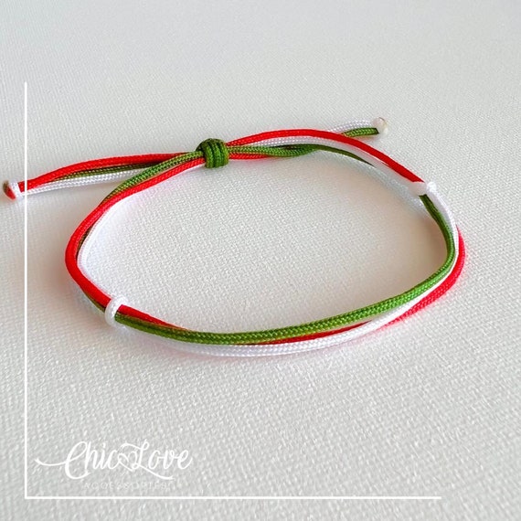 Handwoven Mexican Flag Bracelet – Adjustable Unisex Design