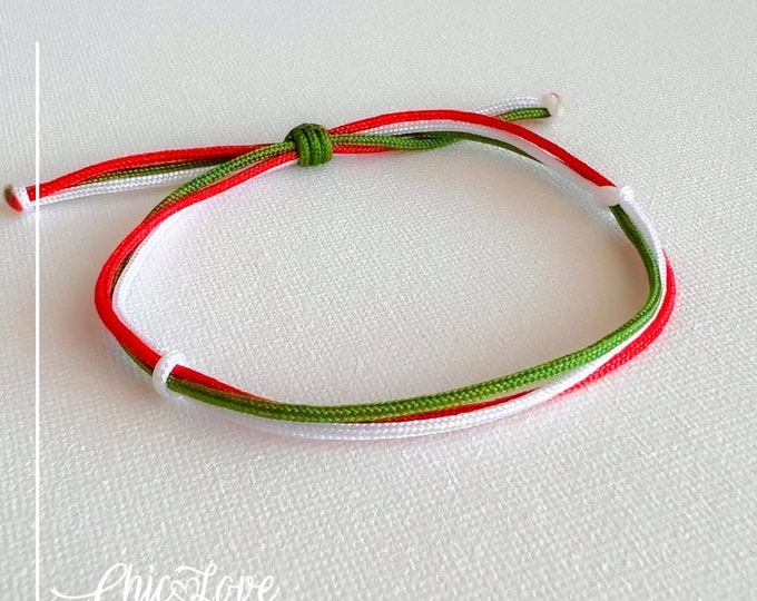 Handwoven Mexican Flag Bracelet – Adjustable Unisex Design