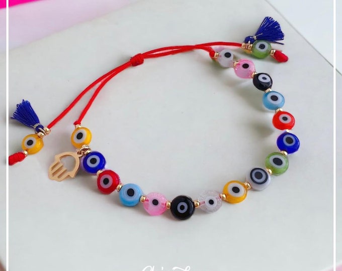 Guardian of Light – Red String Amulet with Evil Eyes & Hamsa Hand