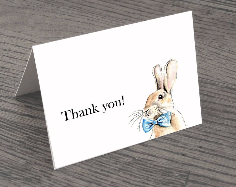 Set of Blue Bunny Thank You Cards /& Envelopes