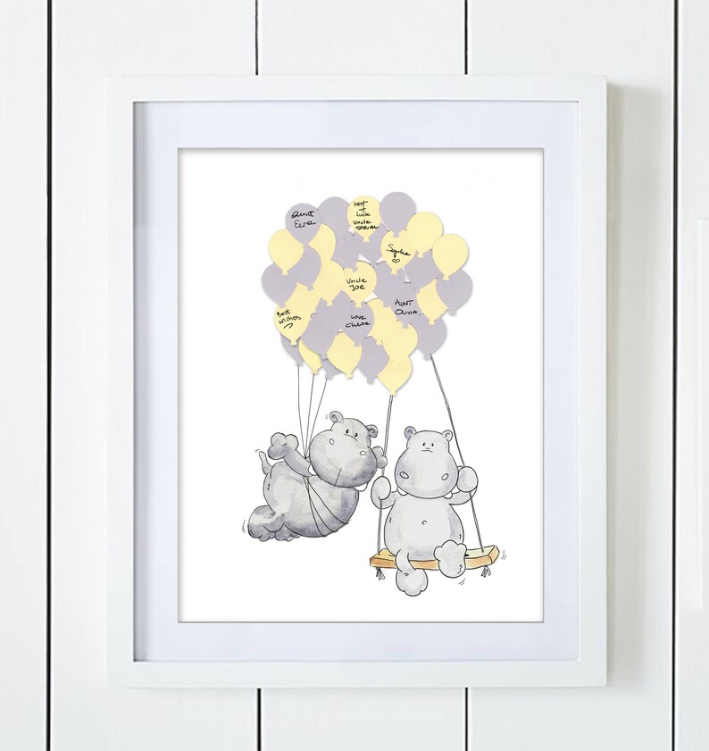 Twin Hippos Baby Shower Guest Book Alternative Boy Girl Etsy