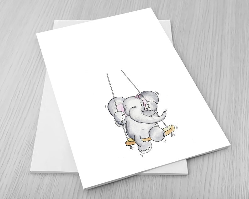 Elephant on a Swing Guest Book Alternative for Fingerprints Boy Girl Baby Shower Birthday Wedding Instant Download Digital File Printable