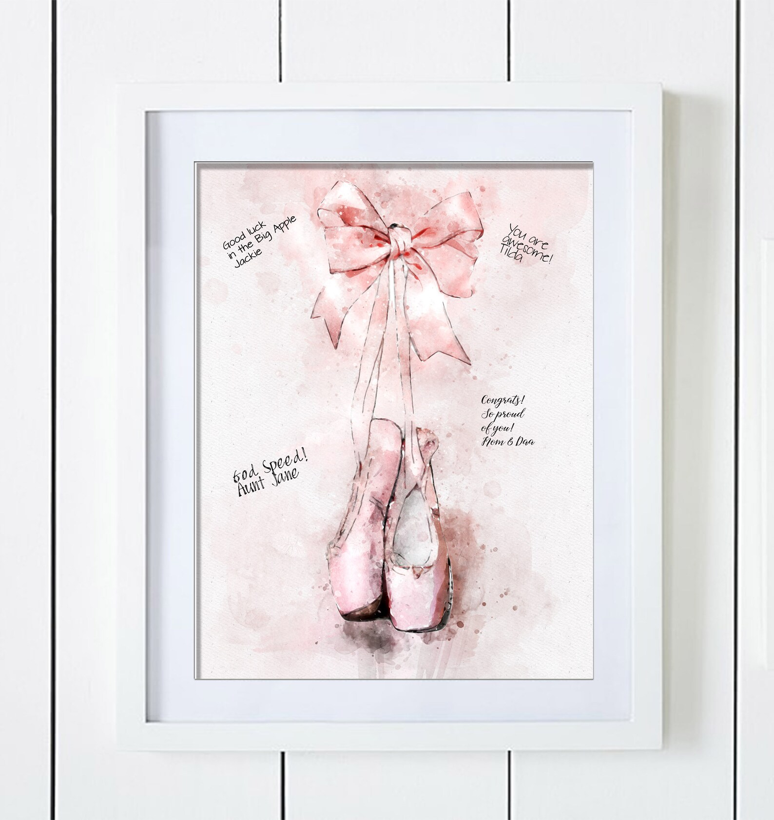 ballet shoes guest book alternative for signatures girl baby shower birthday ballet school acceptance graduation