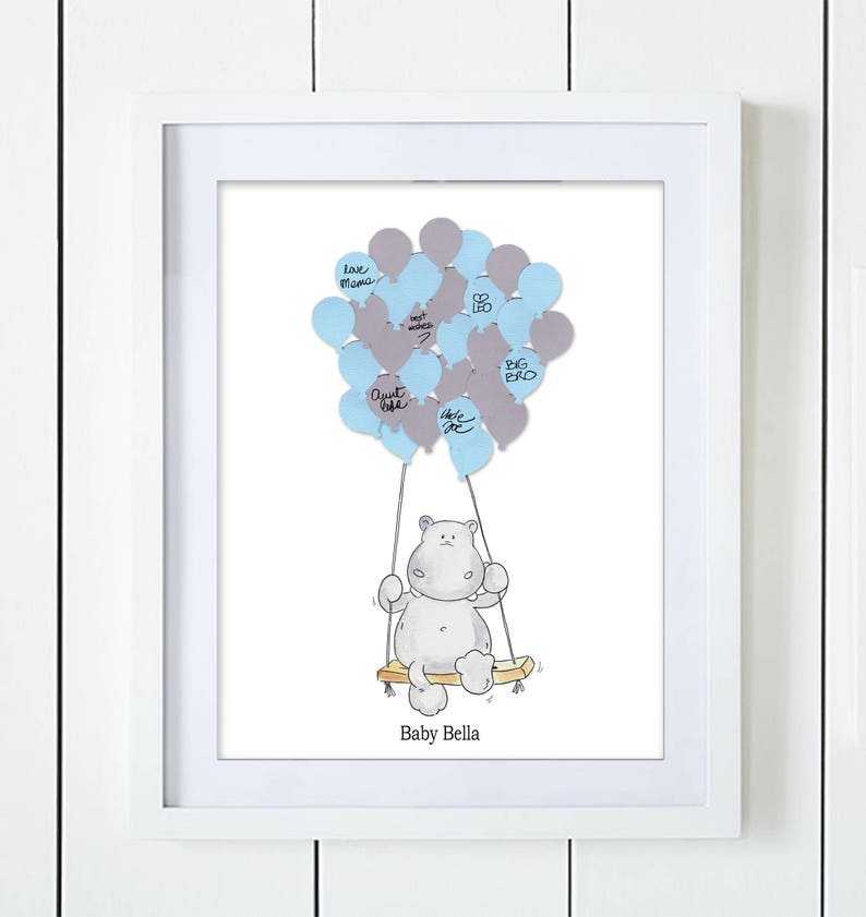 Hippo On A Swing Baby Shower Guest Book Alternative Boy Or Etsy Hippo On A Swing Baby Shower Guest Book Alternative Boy Or Etsy