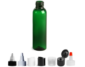 BLACK PET Cosmo Plastic Bottle 25 Bottle Pack PBA Free 4 Oz w/ Squeeze Top Screw-On Dispenser by Grand Parfums 