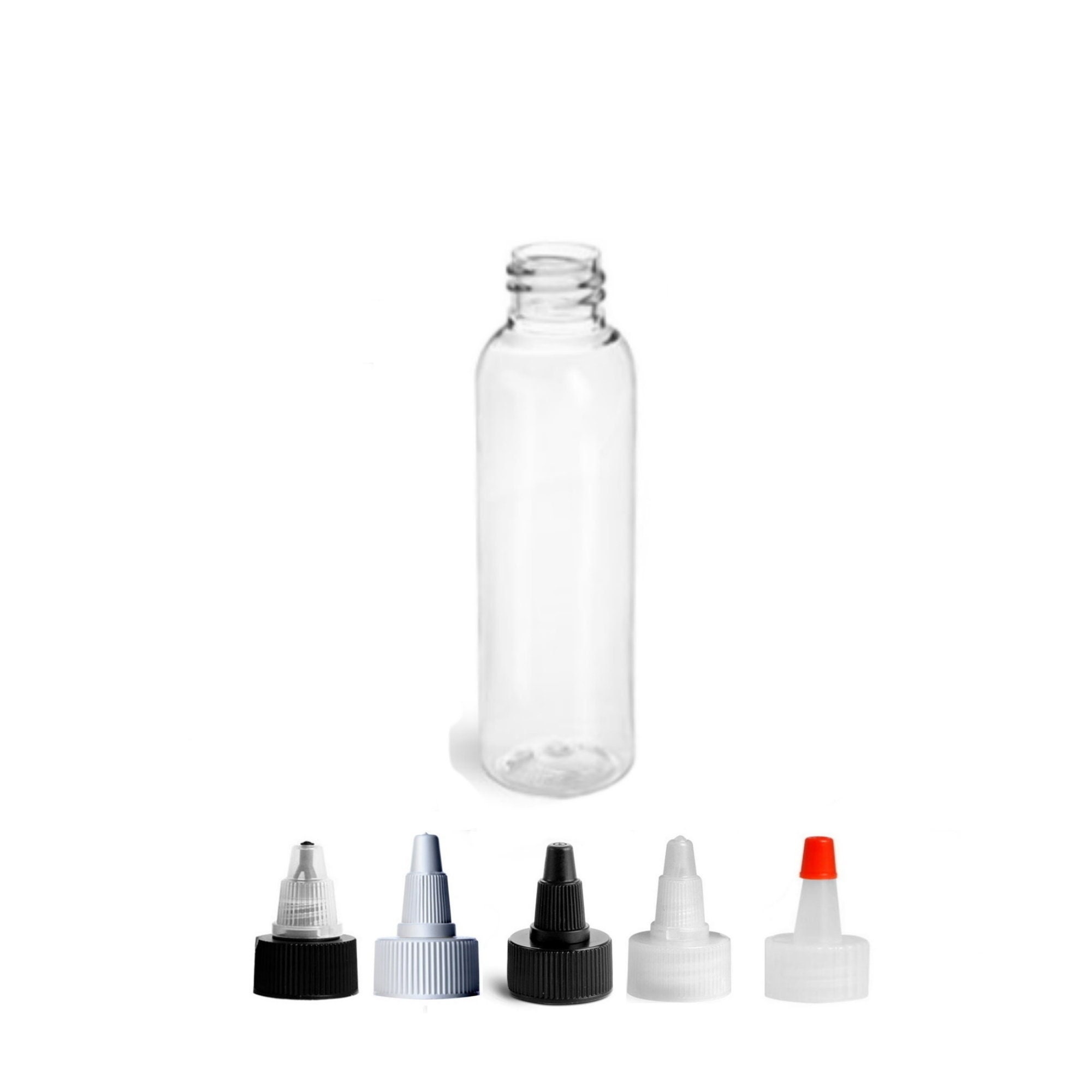 16 Oz Plastic Bottles, Set of 2 Clear Squeeze Bottles With White