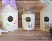 Decal Only Rae Dunn Inspired Mason Jar Birdhouse Vinyl Decal Kitchen Decor Farmhouse Decor Birdhouse Spring Decor Farmhouse Spring Decor