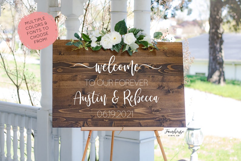Welcome to our Forever Decal for Sign Making Vinyl Decal for Wedding Sign Wedding Decor Wedding Mirror Chalkboard Personalized Wedding Sign