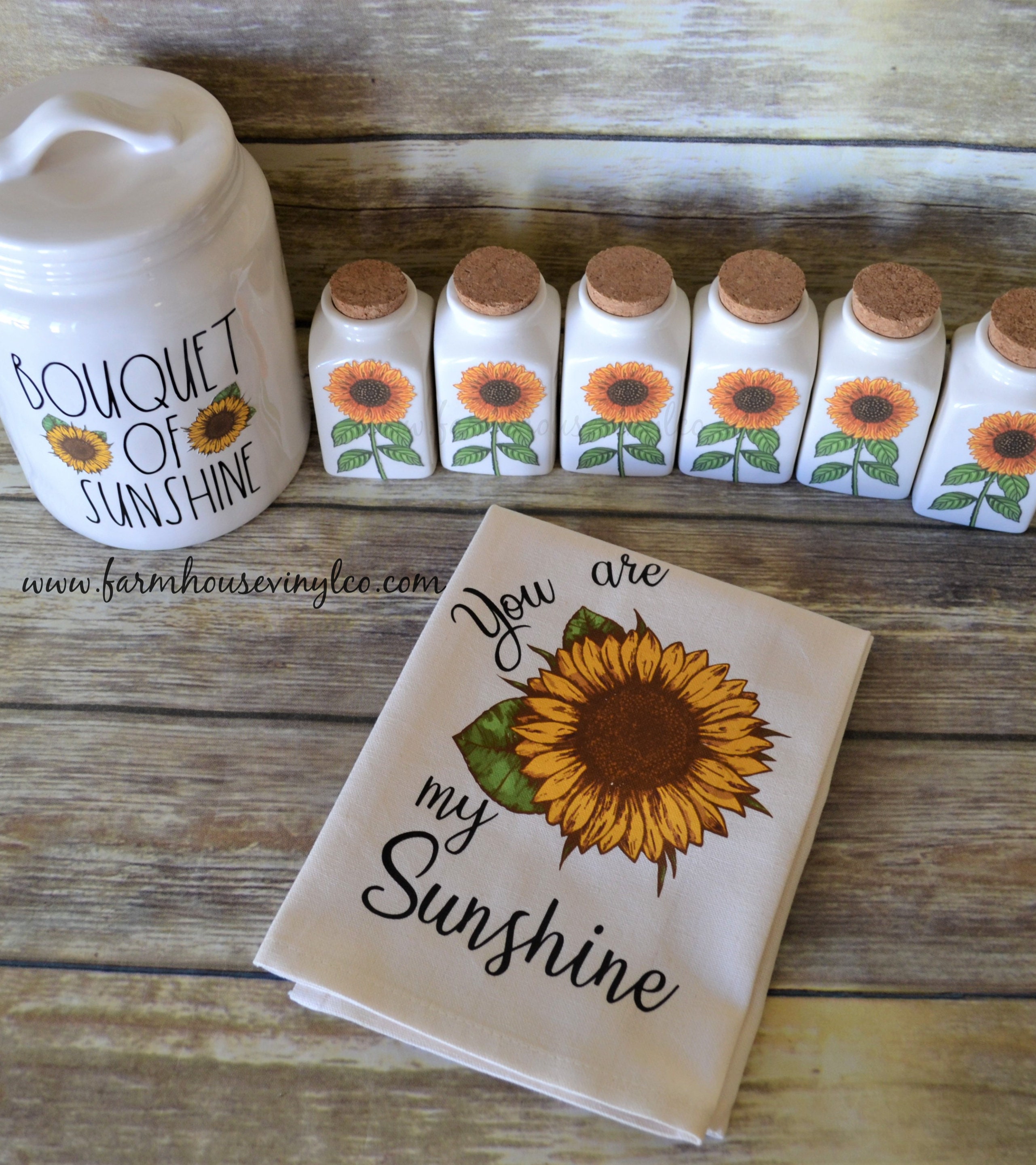 Rae Dunn Inspired Spring Sunflower Decals and Towel Set Etsy