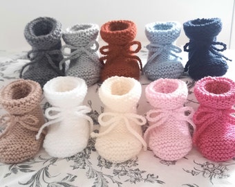 Chaussons bebe, CHOIX DU COLORIS, layette, chaussons bébé laine, cadeau de naissance, tenue de naissance