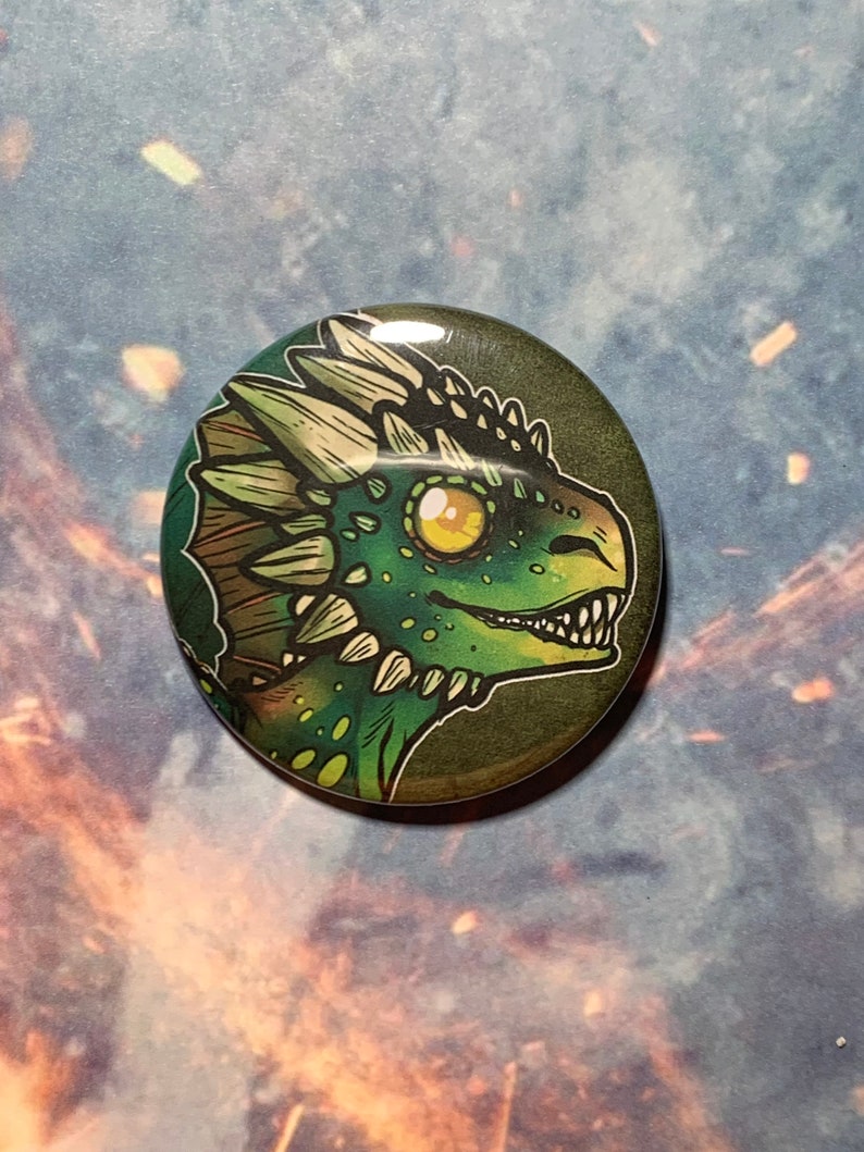 Game of Thrones INSPIRED Dragon Buttons Pins 2.25 Rhaegal (Green)