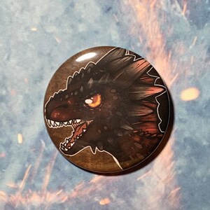 Game of Thrones INSPIRED Dragon Buttons Pins 2.25 Drogon (Red)
