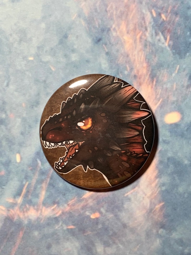 Game of Thrones INSPIRED Dragon Buttons Pins 2.25 Drogon (Red)