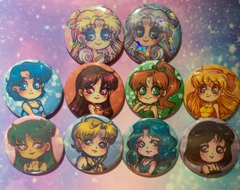 Sailor Moon Senshi Princess 2.25 in Buttons Pins