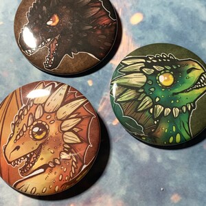 Game of Thrones INSPIRED Dragon Buttons Pins 2.25 WHOLE SET