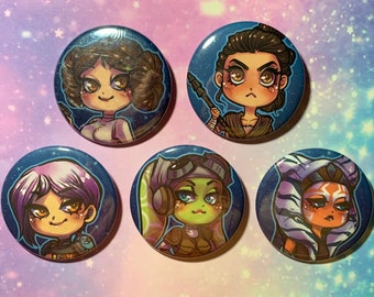 Star Wars Princess Leia, Ahsoka, Rebels 2.25” Buttons/Pins