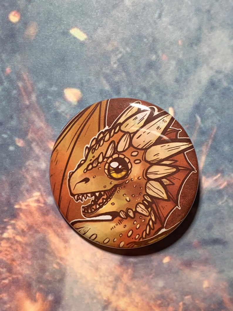 Game of Thrones INSPIRED Dragon Buttons Pins 2.25 Viserion (Cream)