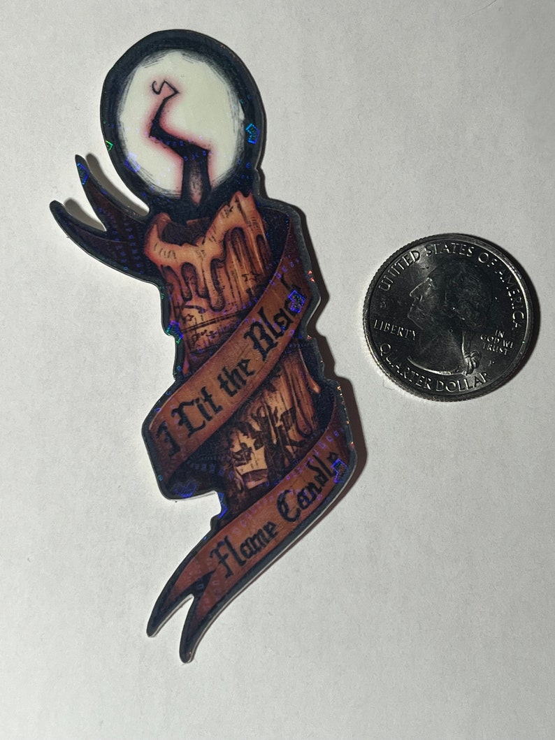 Black Flame Candle 3 Holographic Vinyl Sticker image 2