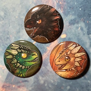 Game of Thrones INSPIRED Dragon Buttons Pins 2.25 image 1