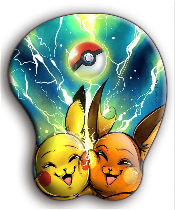 Pokemon Pikachu Raichu Cushioned Mousepad Wrist Rest Oppai Padded Mousepad