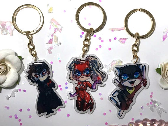 Persona 5 Acrylic Keychain Persona 5 Charm Anime Keychain Etsy